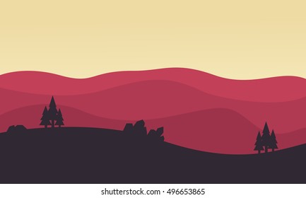 Silhouette of hill landscape vector flat illustration