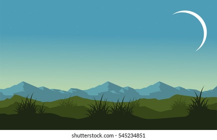 Silhouette of hill and mountain landscape