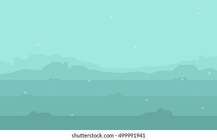 Silhouette of hill and tree at winter illustration