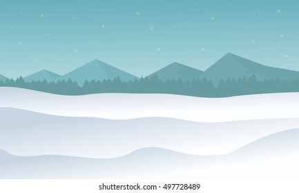 Silhouette of hill winter scenery vector illustration