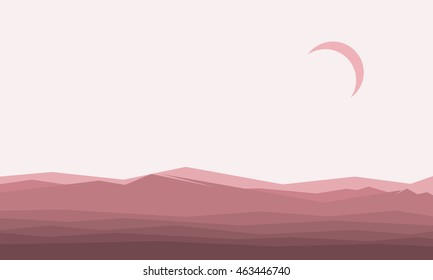 Silhouette of hills scenery vector art illustration