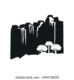 silueta de colinas árboles de diseño aislado