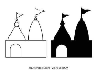 Silhouette of Hindu Temple icon. Temple icon, vector. Temple symbol design from Religion. Vector illustration.