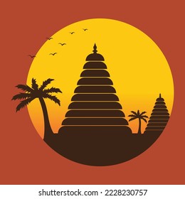 Silhouette of hindu temple vector illustration.