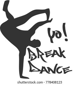 Silhouette of hip hop dancer on white background