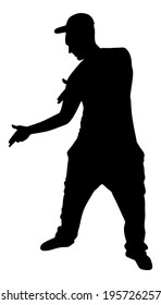 Silhouette of hip hop dancer, vector 