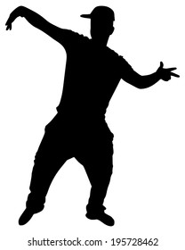 Silhouette of hip hop dancer, vector  