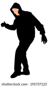 Silhouette of hip hop dancer, vector 
