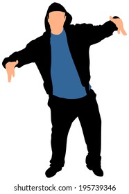 Silhouette of hip hop dancer, vector 