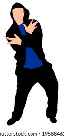 Silhouette of hip hop dancer, vector 