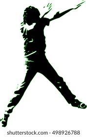 Silhouette of hip youth striking a pose
