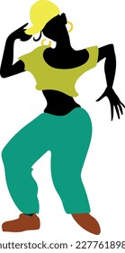 Silhouette of hip-hop dancer isolated on white background	