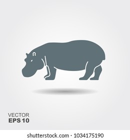 A silhouette of a hippopotamus. Flat vector icon