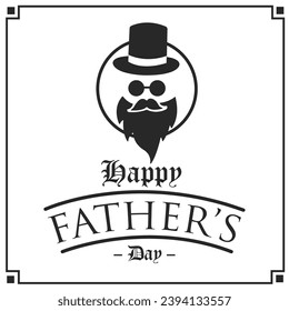 Silhouette of a hipster avatar Happy father day card template Vector illustration