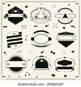 Silhouette Hipster tag and badge icon collection set with other sign in retro style, create by vector 