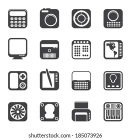 Silhouette Hi-tech and technology equipment - vector icon set 4