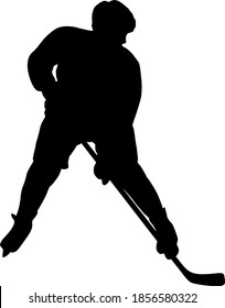 Silhouette of hockey player on white background