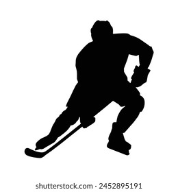 silhouette of hockey player on white