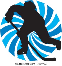 silhouette hockey player in participation symbol