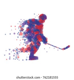 Silhouette of hockey player. Vector illustration.