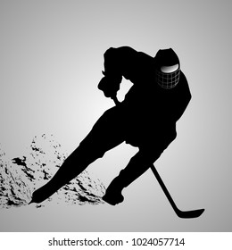 Silhouette of a hokey player isolated. Vector illustration.