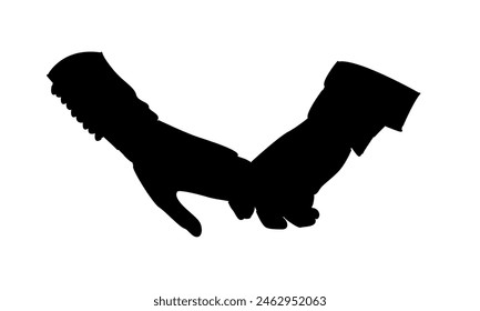 silhouette of holding hands together