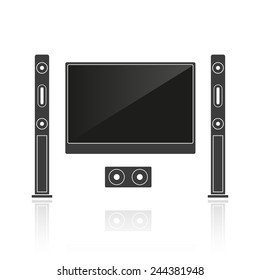 Silhouette home cinema isolated on a white background. Vector illustration