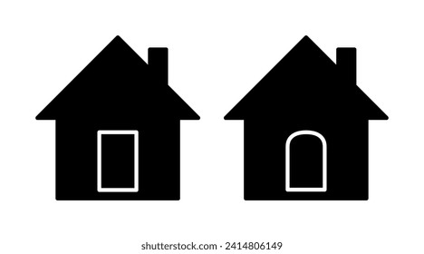 Silhouette of home icon set vector. Building flat icon illustration isolated on white background.