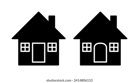 Silueta del vector del conjunto de iconos del hogar. Construyendo ilustración de icono plana aislada en fondo blanco.
