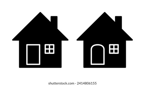 Silhouette of home icon set vector. Building flat icon illustration isolated on white background.