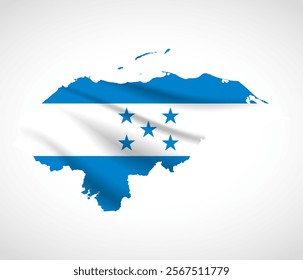 Silhouette of Honduras map filled with the Honduran flag design, symbolizing national pride, cultural heritage, and geographic identity.  
