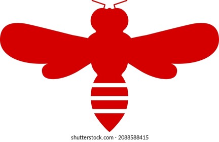 Silhouette of a honey bee. Red bee logo.