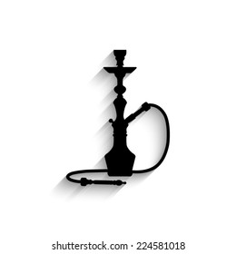 silhouette of a hookah  - black vector icon with shadow