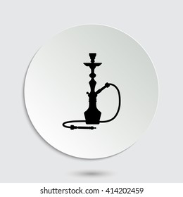 silhouette of a hookah - black vector  icon with shadow