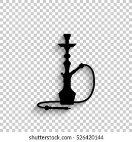 silhouette of a hookah - black vector icon with shadow