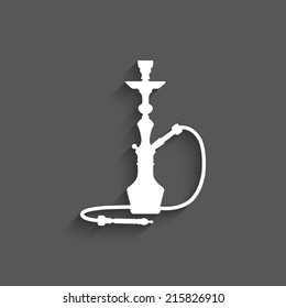 silhouette of a hookah with shadow on a grey background