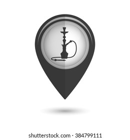 silhouette of a hookah - vector icon;  black map pointer