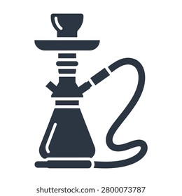 Silhouette of a hookah waterpipe, a smoking device with a hose, popular in Middle Eastern culture