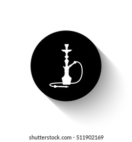 silhouette of a hookah - white vector  icon with shadow
