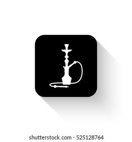 silhouette of a hookah - white vector  icon with shadow