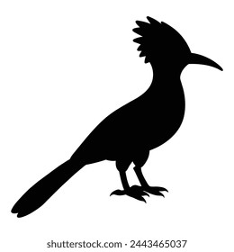 silhouette of a hoopoe bird on white