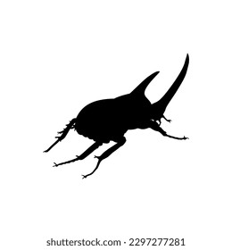 Silhouette of the Horn Beetle or Oryctes Rhinoceros, Dynastinae, can use for Art Illustration, Logo, Pictogram, Website, Apps or Graphic Design Element. Vector Illustration