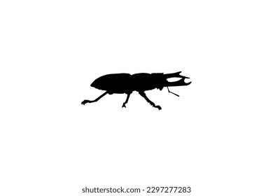 Silhouette of the Horn Beetle or Oryctes Rhinoceros, Dynastinae, can use for Art Illustration, Logo, Pictogram, Website, Apps or Graphic Design Element. Vector Illustration