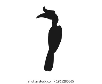 Silhouette of a hornbill perched and looking to the left