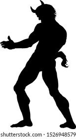 Silhouette of a horned demon. Vector illustration.