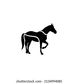 silhouette horse in black and white 3 stripes style