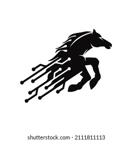 Silhouette of horse with digital style logo design