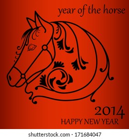 Silhouette of a horse drawn in doodles minimal style. vector illustration