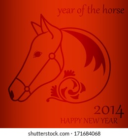 Silhouette of a horse drawn in doodles minimal style. vector illustration
