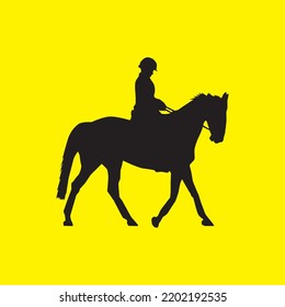 silhouette of a horse, a dressage rider on a horse logo vector image